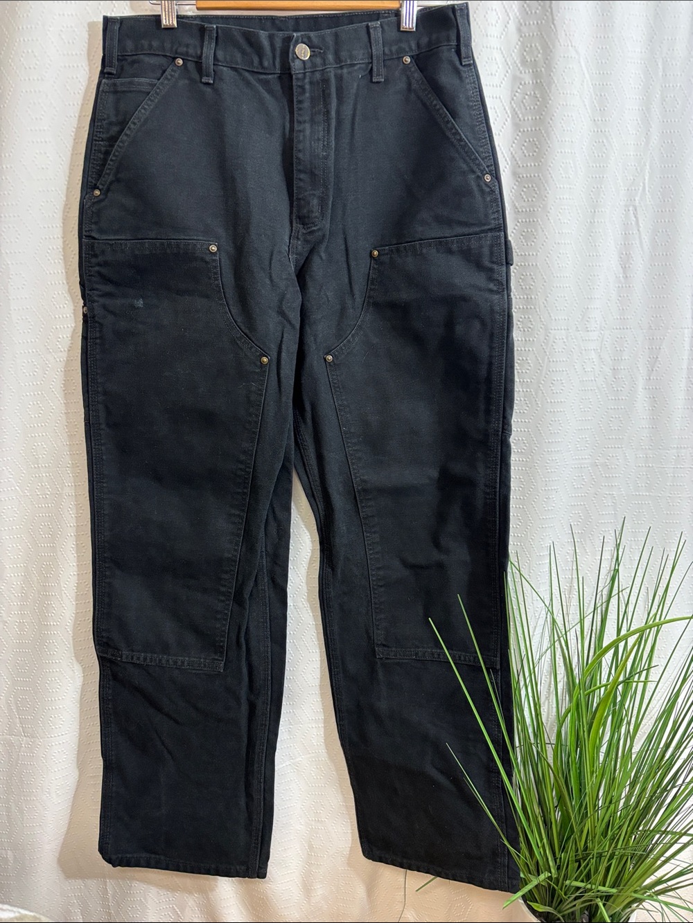 Carhart Black Double Knee Carpenter Pants 33x32 loose Original Dungaree fit